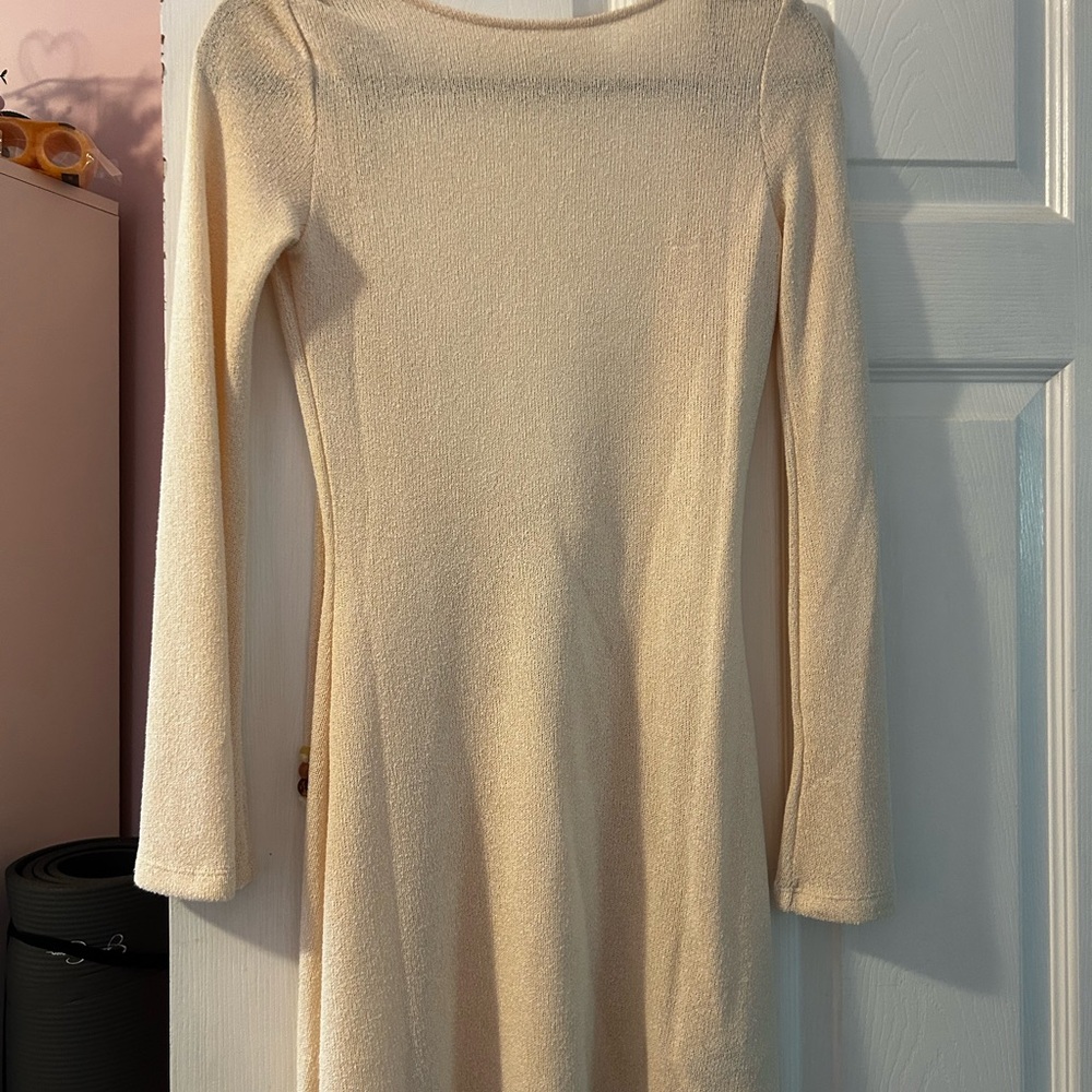 H&M Cream Long Sleeve Swim Coverup